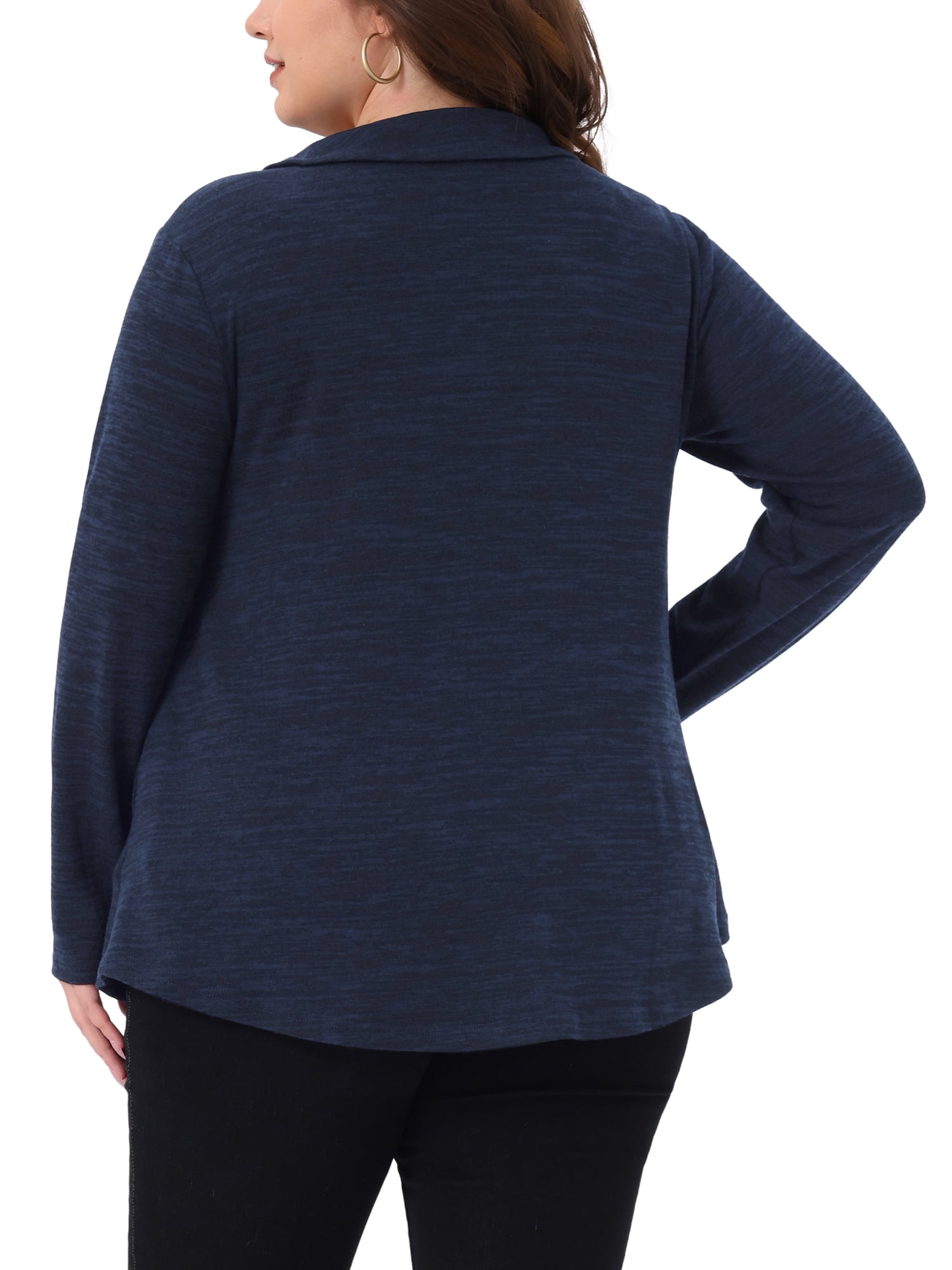 DARING DIVA Women's Plus Blouse Cowl Neck Casual Tunic Tops with Pockets 4X Dark Blue
