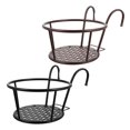 thumbnail image 3 of WASHWEPE 2Pcs Iron Balcony Railing Wall Hanging Flower Rack for Plant Storage 10.8X8.3X6.3in, 3 of 8