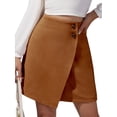 thumbnail image 4 of ZXSXSY Women's Suede Asymmetrical Buttons A-Line Mini Skirt, 4 of 6