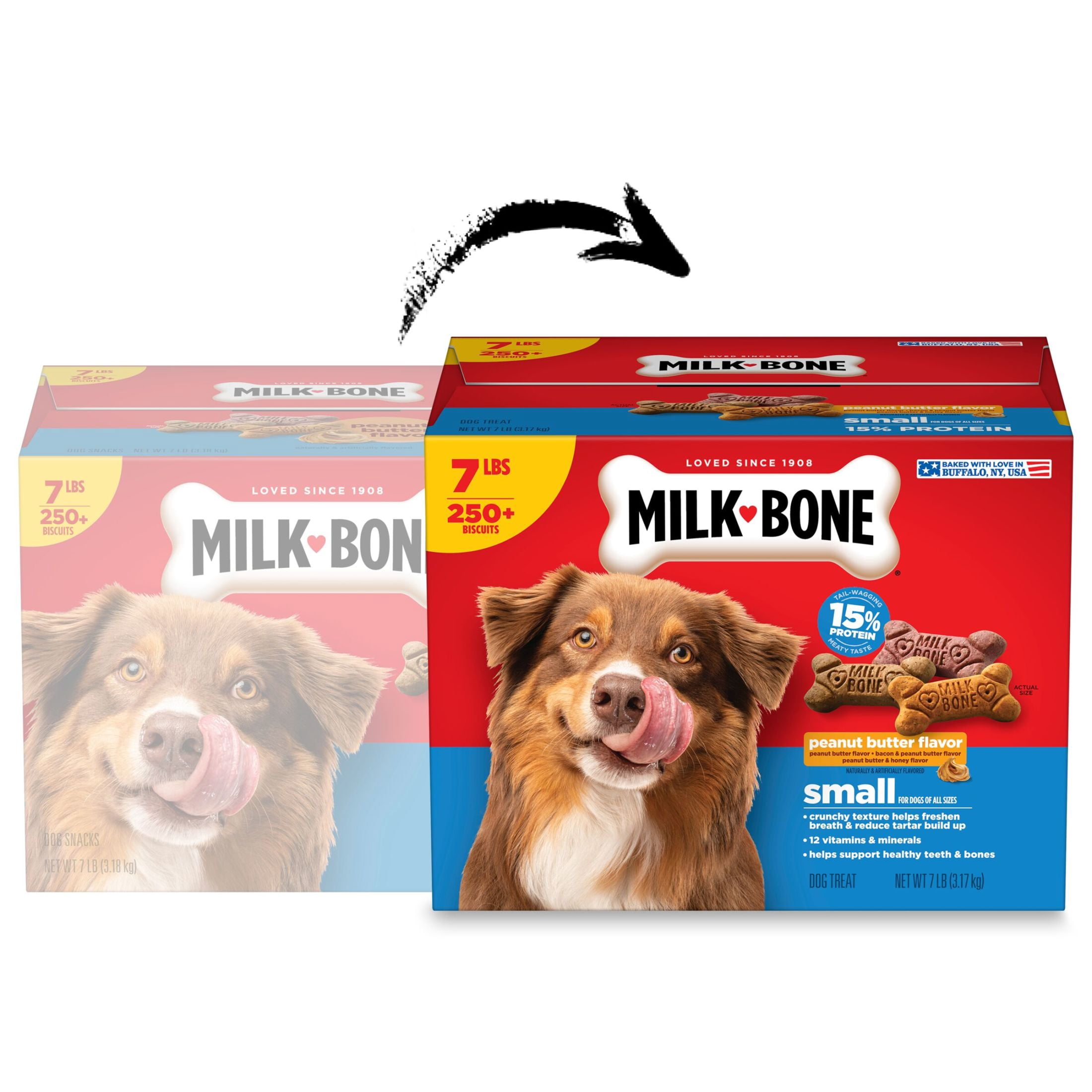 (2 pack) Milk Bone Peanut Butter Flavor Dog Biscuits, Naturally & Artificially Flavored, 7 Lb. Box