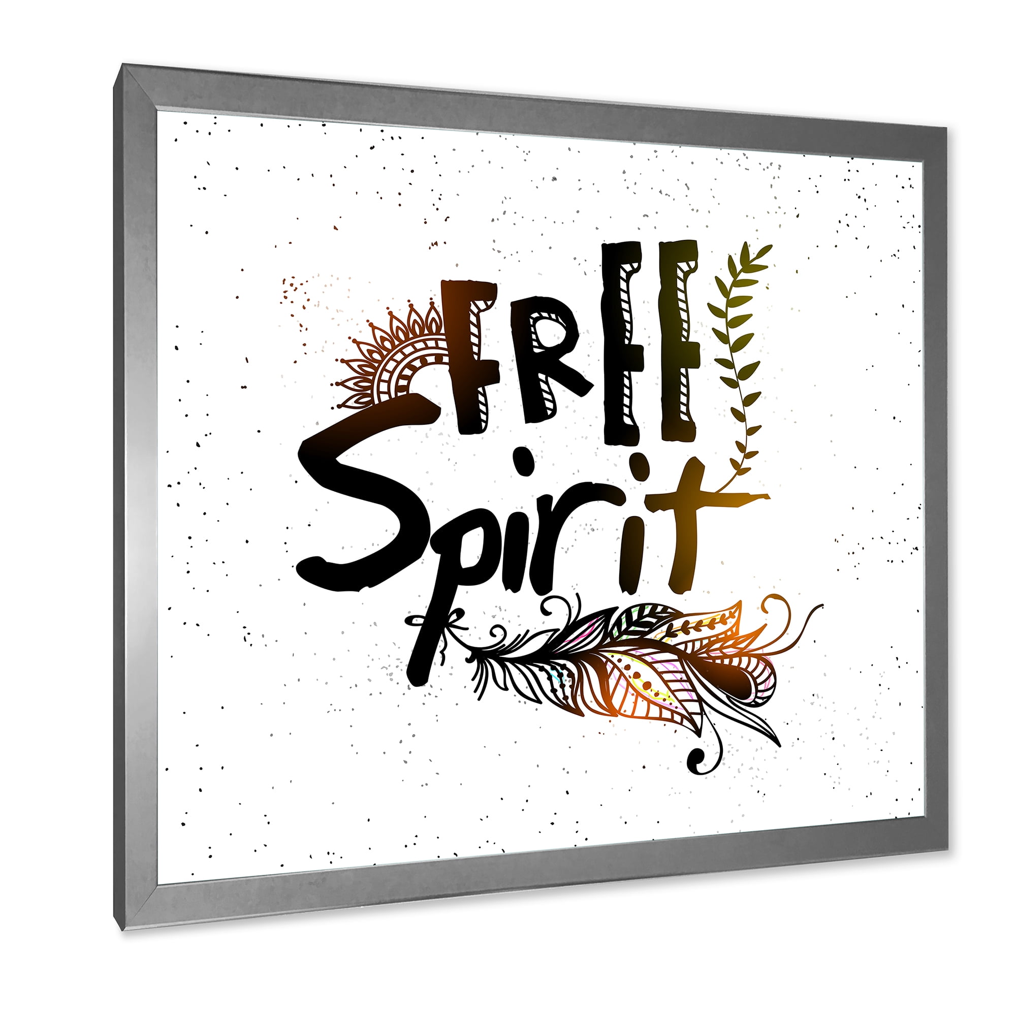 Designart 'Free Spirit Ethnic Feather' Bohemian & Eclectic Framed Art Print
