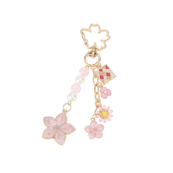 Vocoste 1 Pc Handbag Charm Keychain Flower Bag Accessories Gold Tone Pink