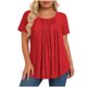 thumbnail image 2 of Neewe Womens Plus Size Pleated Tops Short Sleeve Summer Tunic Casual Loose Fit Crewneck Shirts Blouse 2026, 2 of 6