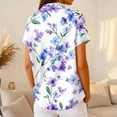 thumbnail image 5 of IYYVV Womens Waffle Polo Shirts Short Sleeve T-Shirt Summer Casual Tennis Work Athletic Tops Fashion Floral Printed Tee Purple L, 5 of 5