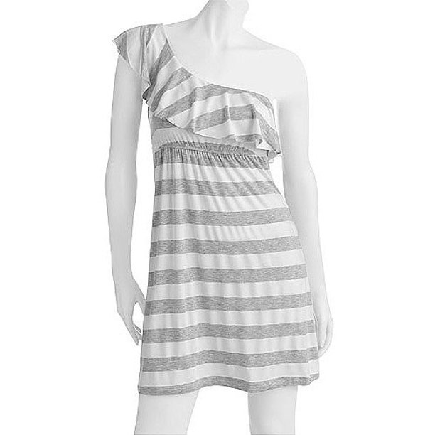 Juniors Plus Knit One Shoulder Ruffle Dress