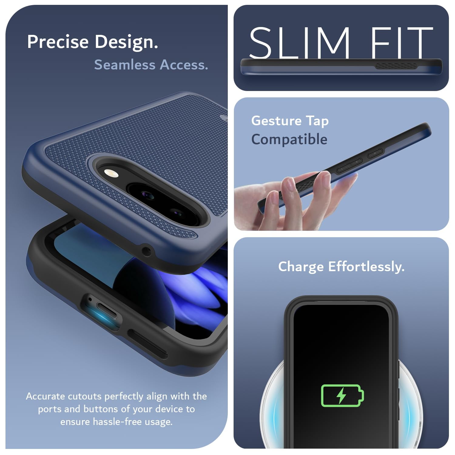 TUDIA MergeGrip for Google Pixel 9A Case 2025 Heavy Duty Dual Layer Cover - Indigo Blue