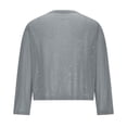 thumbnail image 4 of YOUYEDIAN Teen Girls Sequin Cardigan Jackets Kids Open Front Sparkly Long Sleeve Crop Tops Shiny Bling Dressy Casual Holiday Party Outfits (Light Gray, 9-10 Years), 4 of 7