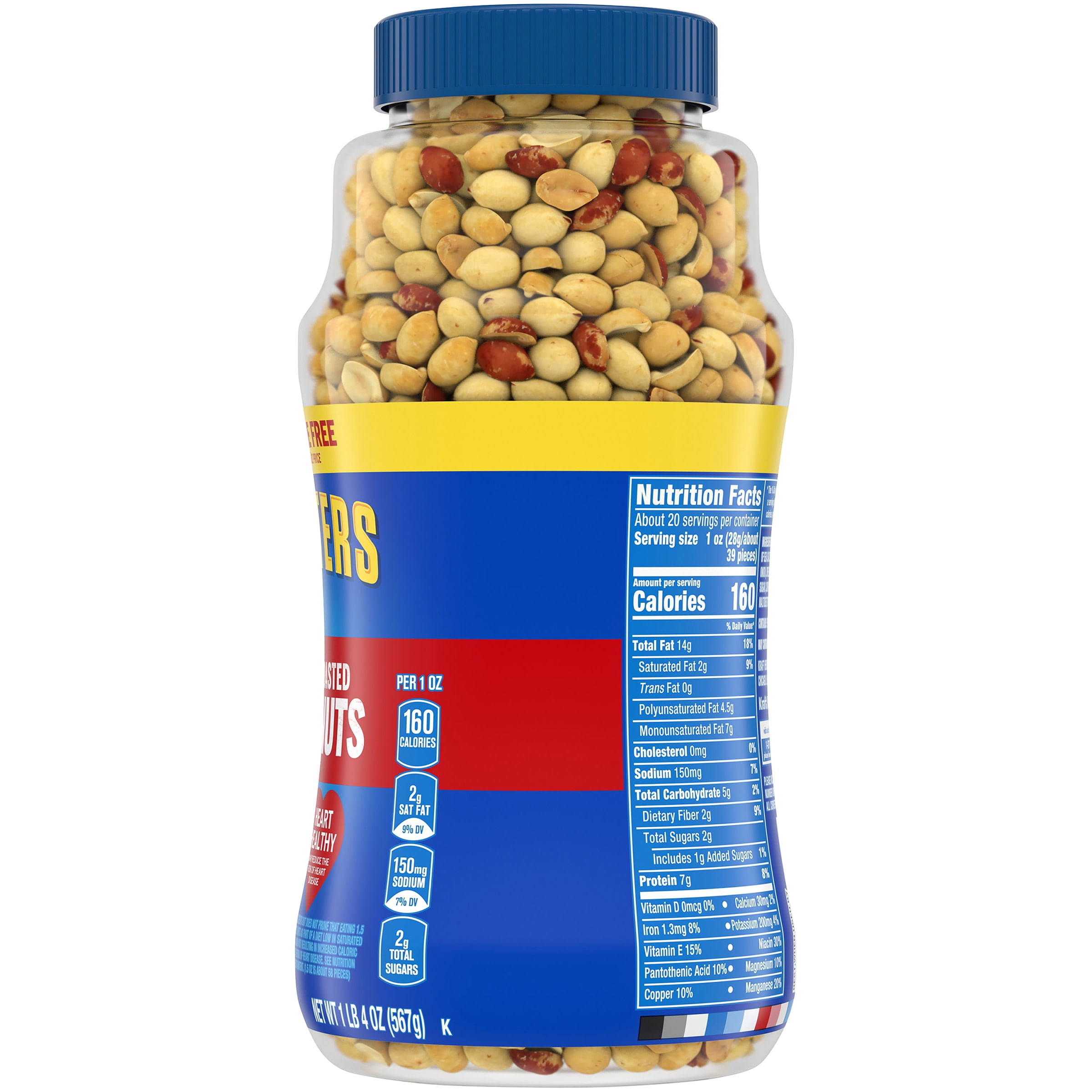 Planters Dry Roasted Peanuts, 1.25 lb Jar
