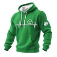 thumbnail image 3 of Ceisia Men's St. Patrick's Day EKG Four-Leaf Clover Hoodie | Waffle Knit Slim Long-Sleeve Casual Sweatshirt Gift, 3 of 8