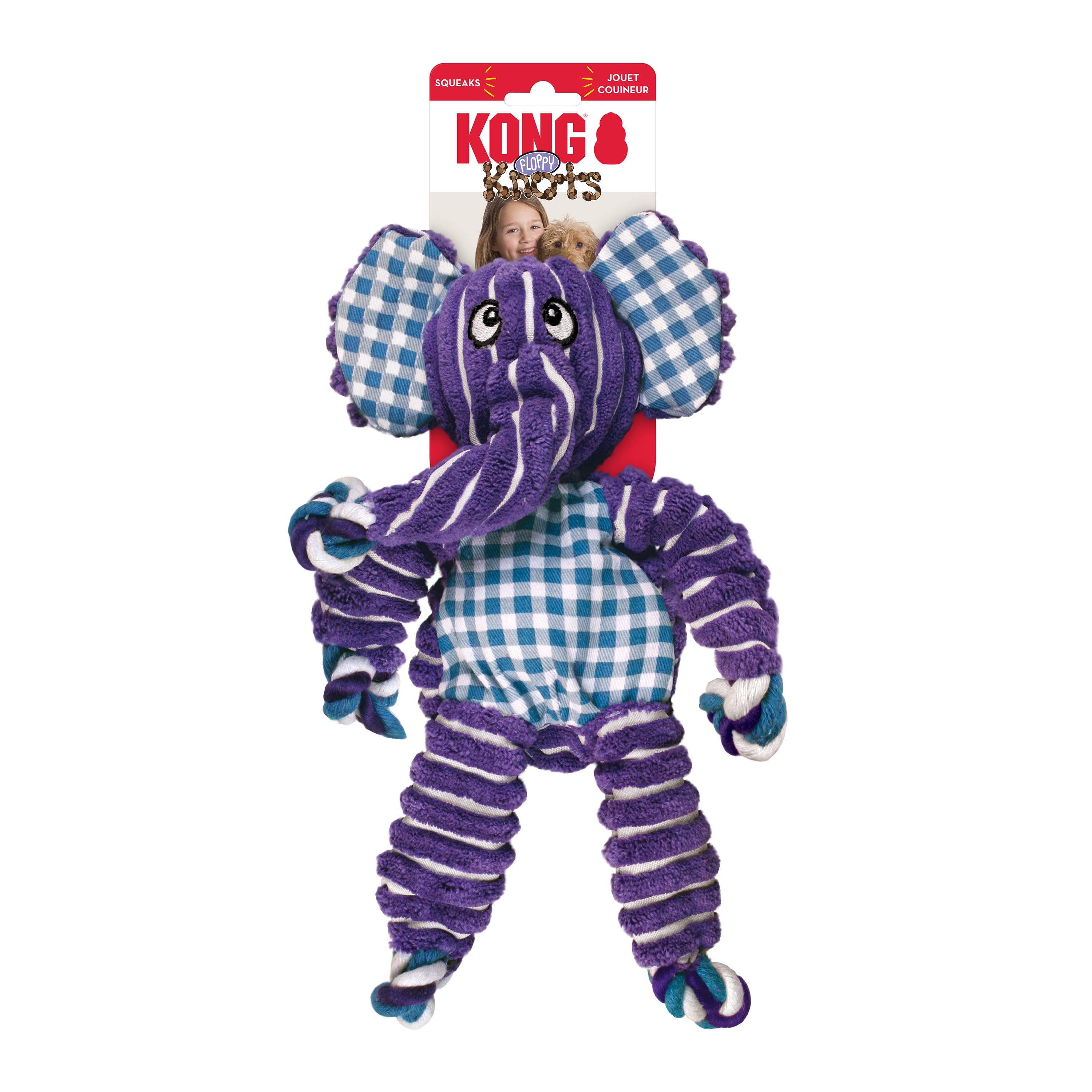KONG® Floppy Knots Squeaker Dog Toy, Elephant, Medium/Large