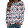 thumbnail image 3 of black of friday specials Women's Christmas Printed T Shirts Tops Trendy Cute Long Sleeve Round Neck Shirts Loose Fit Hoodless Pullover Lightweight Blouses, 3 of 6
