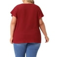 thumbnail image 4 of DARING DIVA Women's Plus Tops V Neck Ruffle T Shirt Blouses 2X Red, 4 of 6