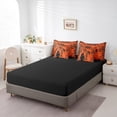 thumbnail image 4 of Gothic Skull Comforter Set 7 Piece Twin Orange Black Couple Rose Skull Bed In A Bag Damask Skeleton Goth Bedding Set Sheet Set For Women Men Wife Husband,Wedding Valentines Day Bed Set, 4 of 5