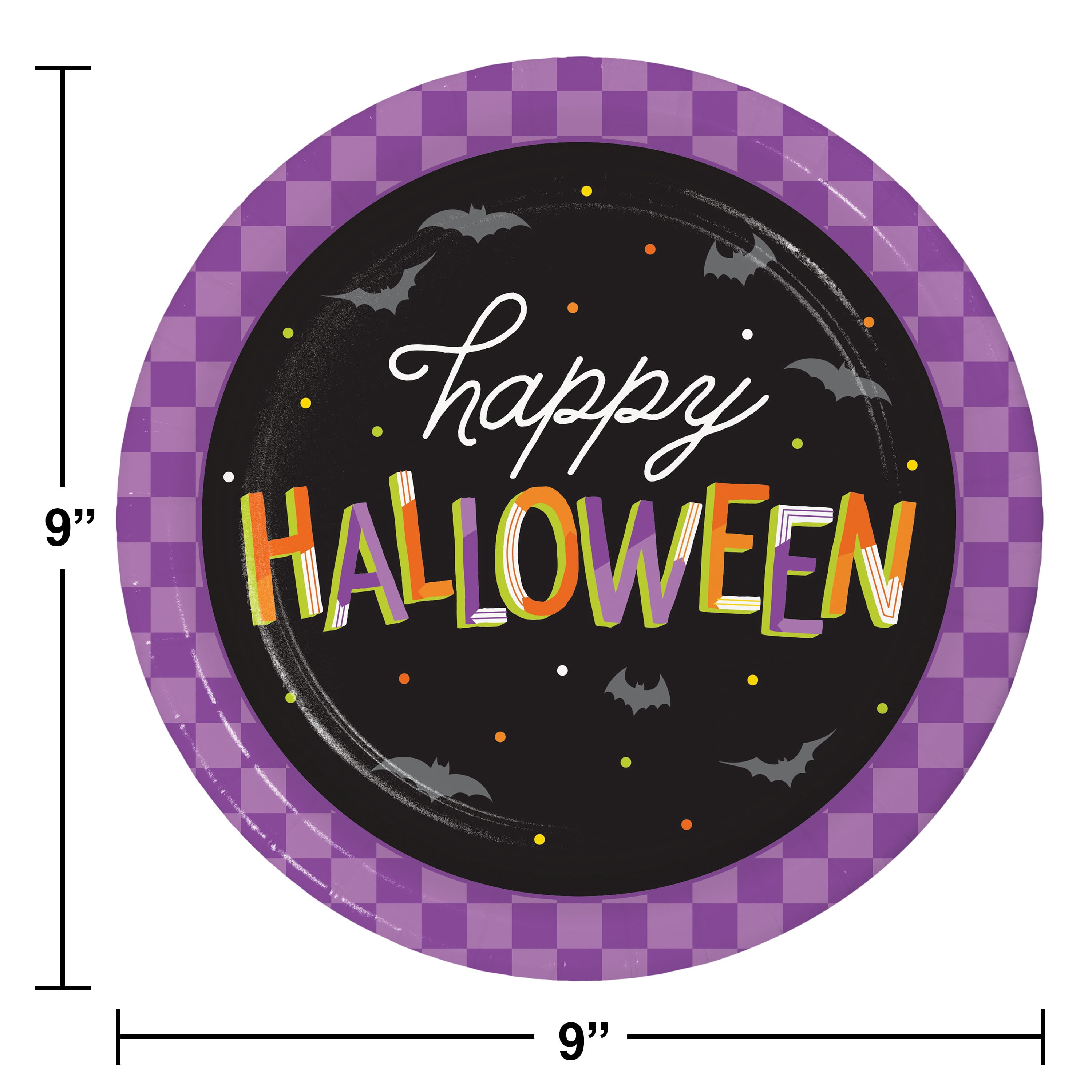 Creative Converting Retro Happy Halloween Paper Plates, 24 ct