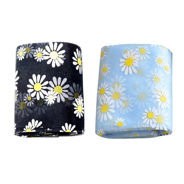 2 piezas de tela de tul flores de tul cinta de tul de tela decorativa para Azul + negro