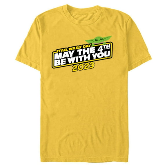 Star Wars Day May the 4th Be With You 2023 Logo Grogu - Short Sleeve Blended T-Shirt for Adults - Customized-Yellow