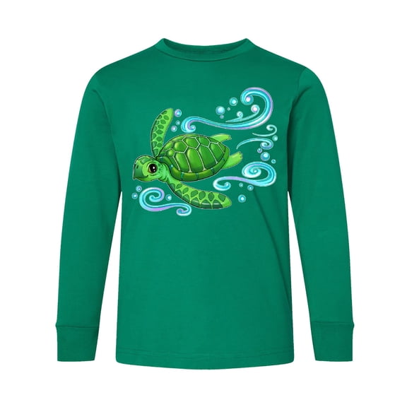 Inktastic Sea Turtle Swimming Long Sleeve Youth T-Shirt