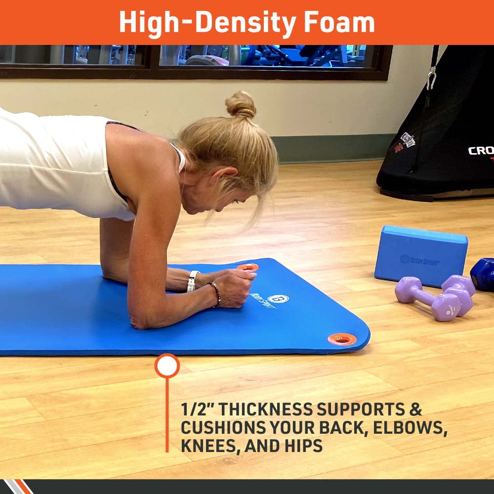 BodySport Personal Exercise Mat for Men and Women – Perfect for Gyms and Fitness Training – 1 in. Thick, 72 in. Long, Blue