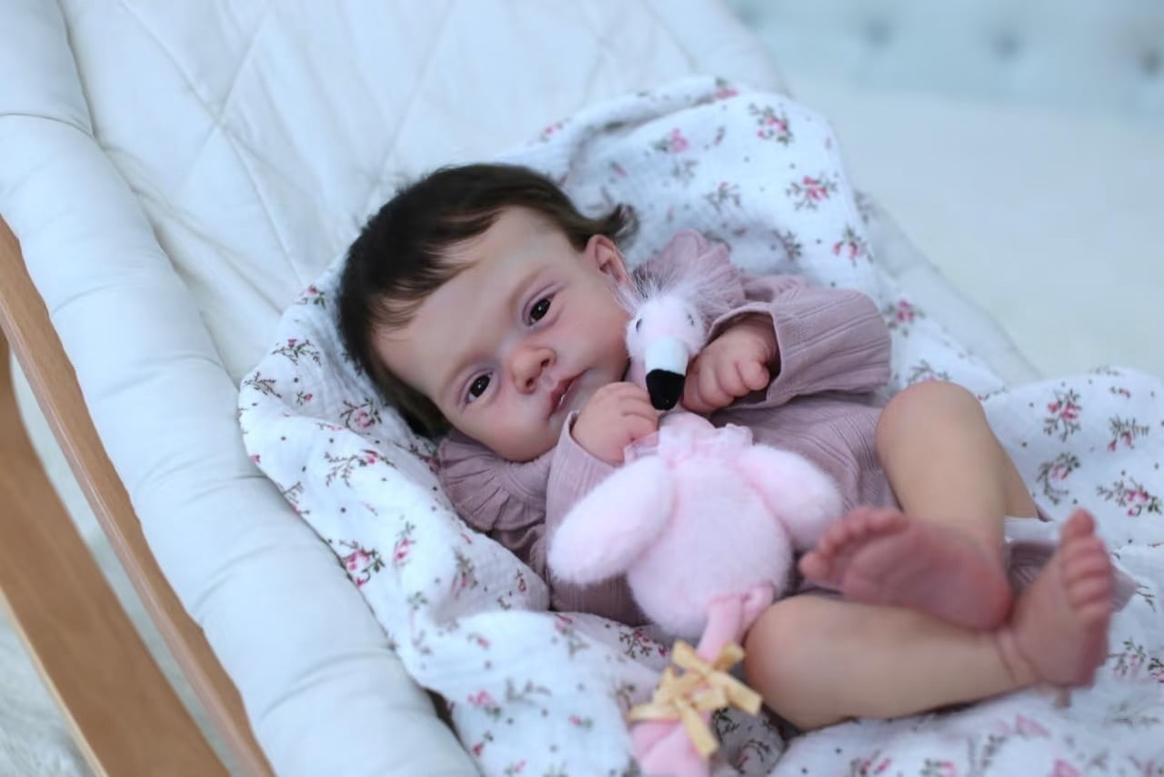 iCradle Cuddly Asleep 19 Inch 46cm Lifelike Reborn Baby Dolls Girls Realistic Newborn Baby Dolls Girl Soft Cloth Body Painted Hair Gift For Kids 3+
