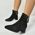thumbnail image 3 of Womens Slip On Suede Ankle Boots Fashion Leopard Print Pointed Toe Chunky Stacked Heel Chelsea Booties, 3 of 8
