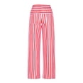 thumbnail image 4 of Women Capri Pants Clearance, Xunlbb Women's Summer High Waisted Wide Leg Pants Stripe Matching Yoga Gym Long Pants(Pink,XXL), 4 of 5