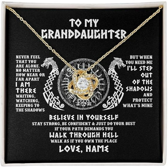 Love Knot Necklace for Her, Birthday Gift for Granddaughter from Grandpa/Grandma, To My Granddaughter Necklace from Grandfather with Message Card and Gift Box, Jewelry for Women