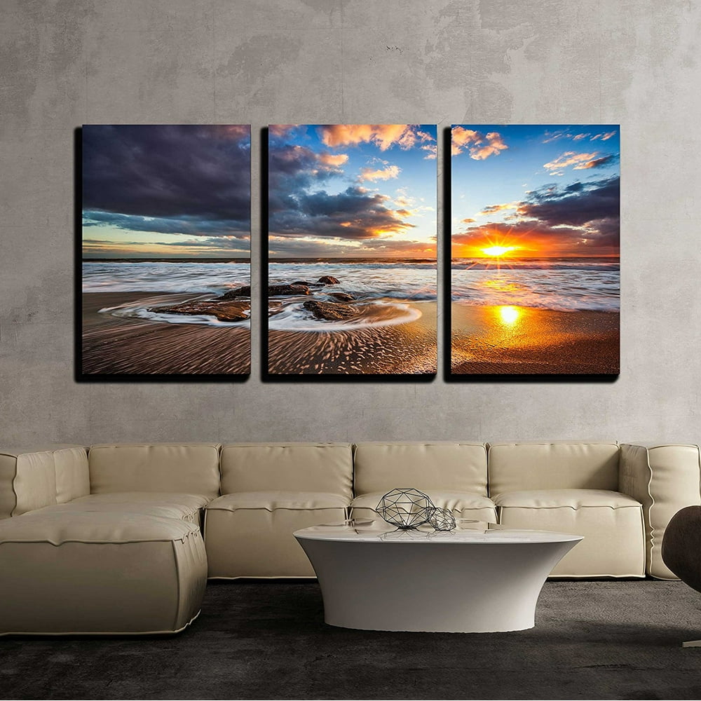 Wall26 3 Piece Canvas Wall Art - Beautiful cloudscape over the sea ...