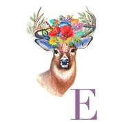 E: Floral Deer Monogram Journal, Personalized Notebook Letter E
