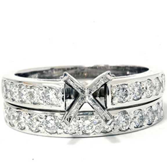 Pompeii 7/8ct Diamond Semi Mount Ring Set 14K White Gold (G/H,I1)