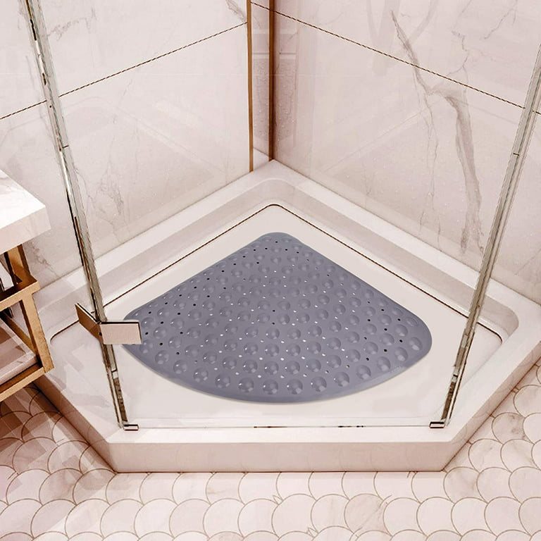 niuredltd square shower mat extra large non slip mat for elderly & kids  bathroom drain holes strong suction cups 