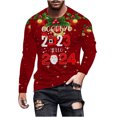 thumbnail image 2 of WXLWZYWL Mens Christmas Sweater Sweatshirts Ugly Christmas Printed Round Neck Long Sleeve Pullover Sweatshirt Top, 2 of 5