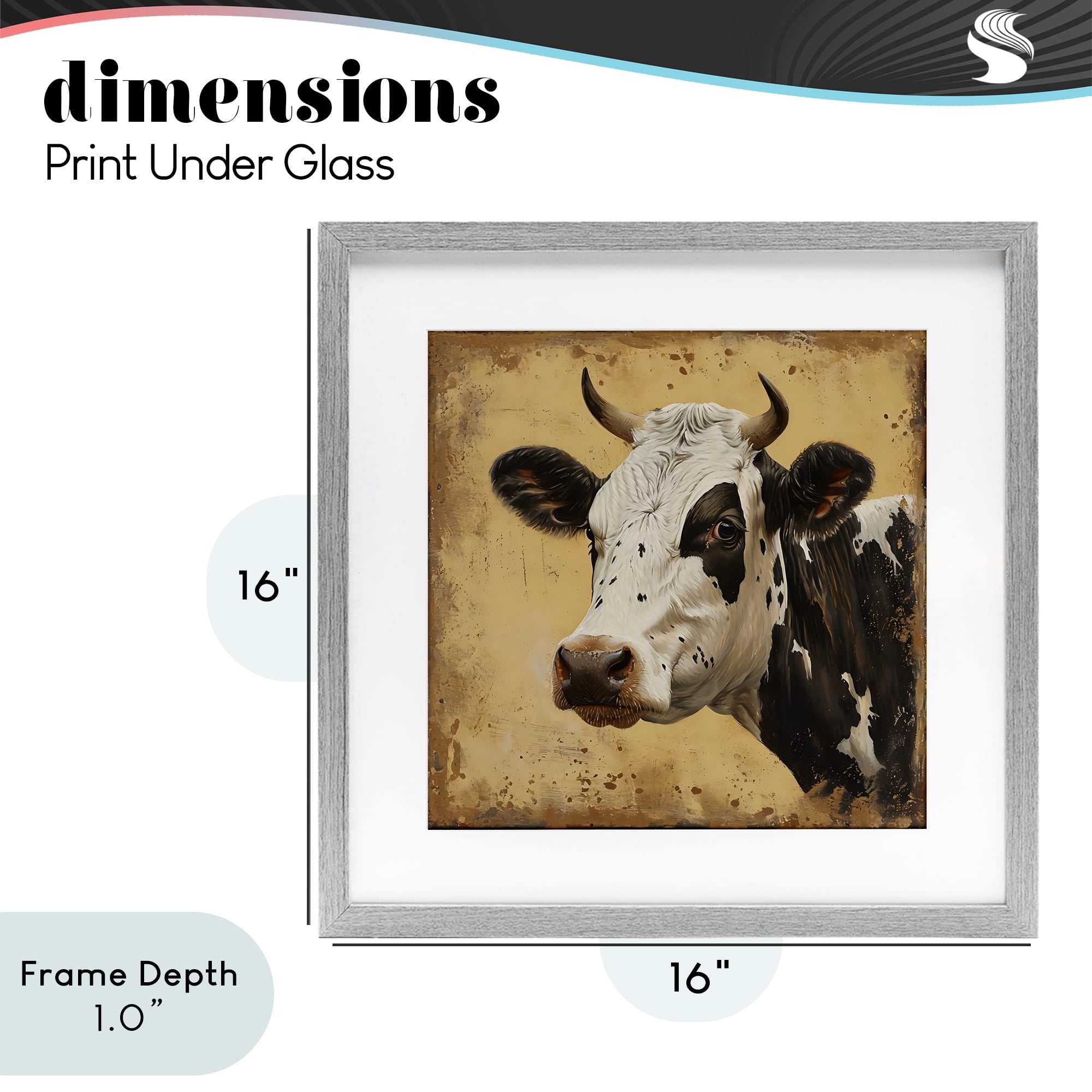 Stupell Industries Spotted Brown Cow Portrait Gray Framed Print Under Glass, design by Creative Studio