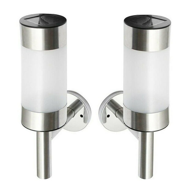 Naiovety 2/4xAcero inoxidable Lámpara de valla de luz de pared LED de luz solar de acero inoxidable Jardín al aire libre Iluminación y accesorios 2 piezas Naiovety HA0505-01B