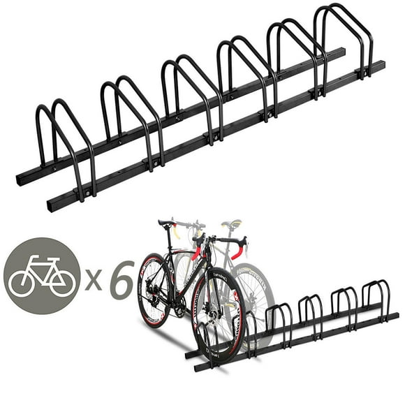 Gymax 6 Bike Bicycle Stand Parking Garage Storage Cycling Rack Black