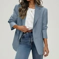 thumbnail image 2 of Loopsun Womens Jackets, Blazers for Women, Women Business Casual Solid Long Sleeve Lapel Open Front Suit Jacket Blazer with Pocket Blue L, 2 of 5