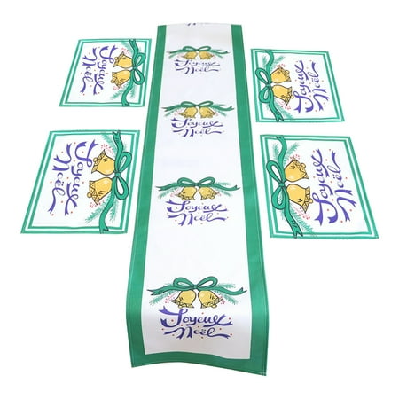 

Wanwan 1 Set Table Mat Reusable Nice-looking Christmas-themed Table Runner Tablecloth Set Home Hotel Decor for Daily Life
