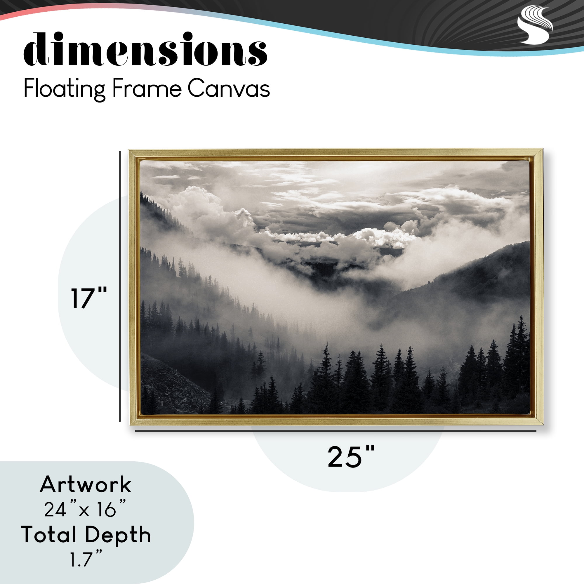 Billowing Fog Atmosphere Gold Framed Floater Canvas Wall Art, design by Decent Exposures