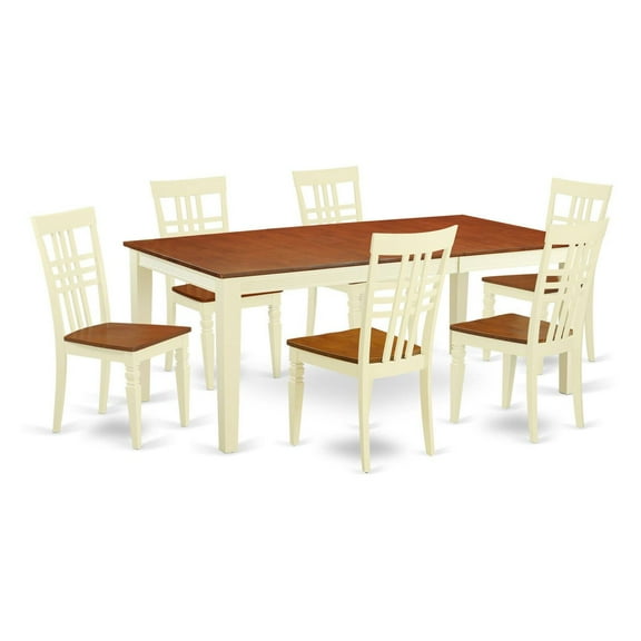 7 Pc Dining room set with a Dining Table and 6 Dining Chairs in Buttermilk and Cherry