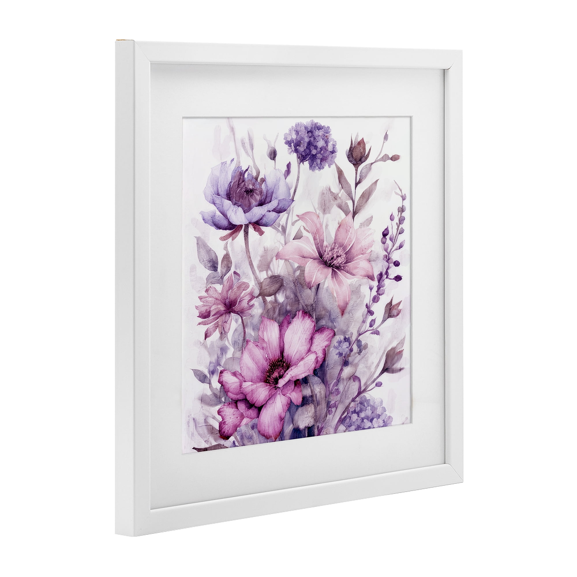 Stupell Industries Purple & Blush Florals White Framed Print Under Glass, design by Kim Allen
