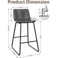 thumbnail image 2 of Bar Stools Set of 2, 26 Inches Counter Height Bar Stools with Back, Modern Faux Leather Barstools with Metal Legs and Footrest, Bar Chairs for Kitchens Island (Gray), 2 of 7