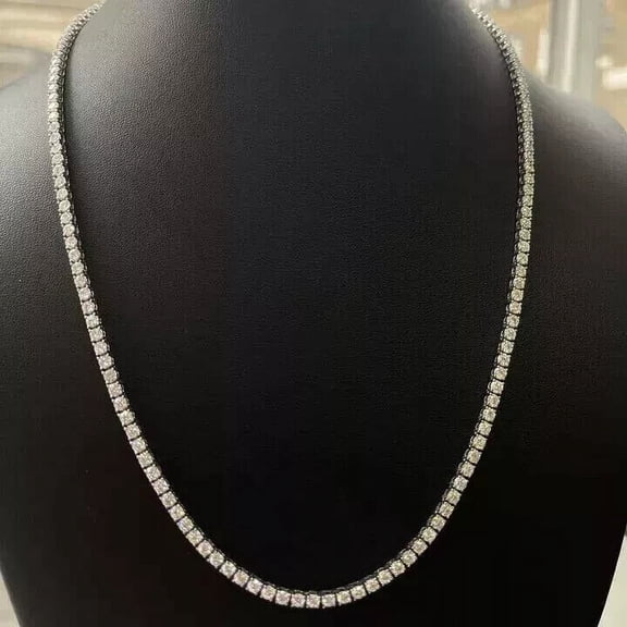 3mm 14Ct Lab Created Diamond Round Cut Women's Pretty & Fancy Tennis Necklace In 14k White Gold Plated 18Inch
