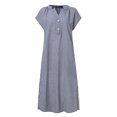 thumbnail image 3 of ZANZEA Women's Summer Evening Dress V-Neck Side Fork Plaid Shirt Dresses, 3 of 5