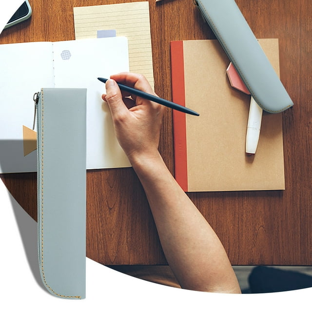Xihbxyly Estuche de Cuero para Bolígrafos, Diseño Elástico, Cierre de Cremallera, Ideal para Oficina y Estudio, Portátil y Duradero, Práctico y Versátil, para Bolígrafos y Lápices, Tamaño 20 X 4 X 2