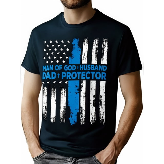 Religious Man Of God Husband Dad Protector T-Shirt - 220g