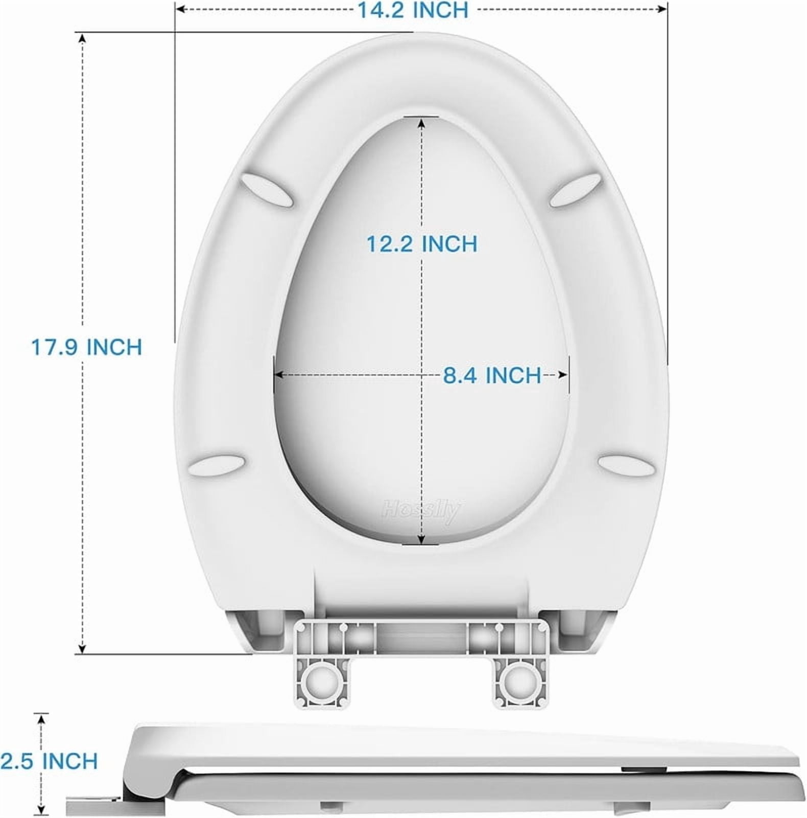 Towallmark Toilet Seat, 19 Inch Soft Close Elongated Toilet Lid With Cover, Easy Installation PP Material, Quiet Slow Close Ergonomic Design, White