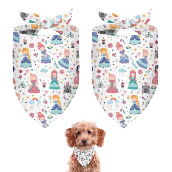 Dog Bandana 2 Pack,Floral Princess Pattern Bandanas for Dogs,Cat Bandana,Small/ Large Dog Bandana 2 Size,Dog Bandanas