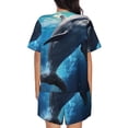 thumbnail image 3 of Lsque Ice Blue Ocean Cute Dolphin Women's Short-Sleeved Pajama Set - 2 Piece Soft and Lightweight Sleepwear Set-Large, 3 of 9