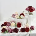 thumbnail image 3 of Burgundy Flowers Artificial Roses Heads Fake Roses Combo Purple Artificial Flowers Vingtage Dried Flowers Silk Roses Heads Bulk for Decoration Bridal Bouquets for Wedding (Mixed Color), 3 of 5
