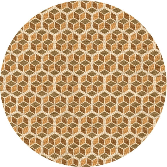 Ahgly Company Indoor Round Patterned Macaroni and Cheese Yellow Area Rugs, 6' Round