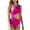 Hot Pink, variant on Admvng Tummy Control Swimsuits For Women One Shoulder Ribbed Cutout One Piece Swimsuit Tummy Control High Cut Bathing Suit S-L